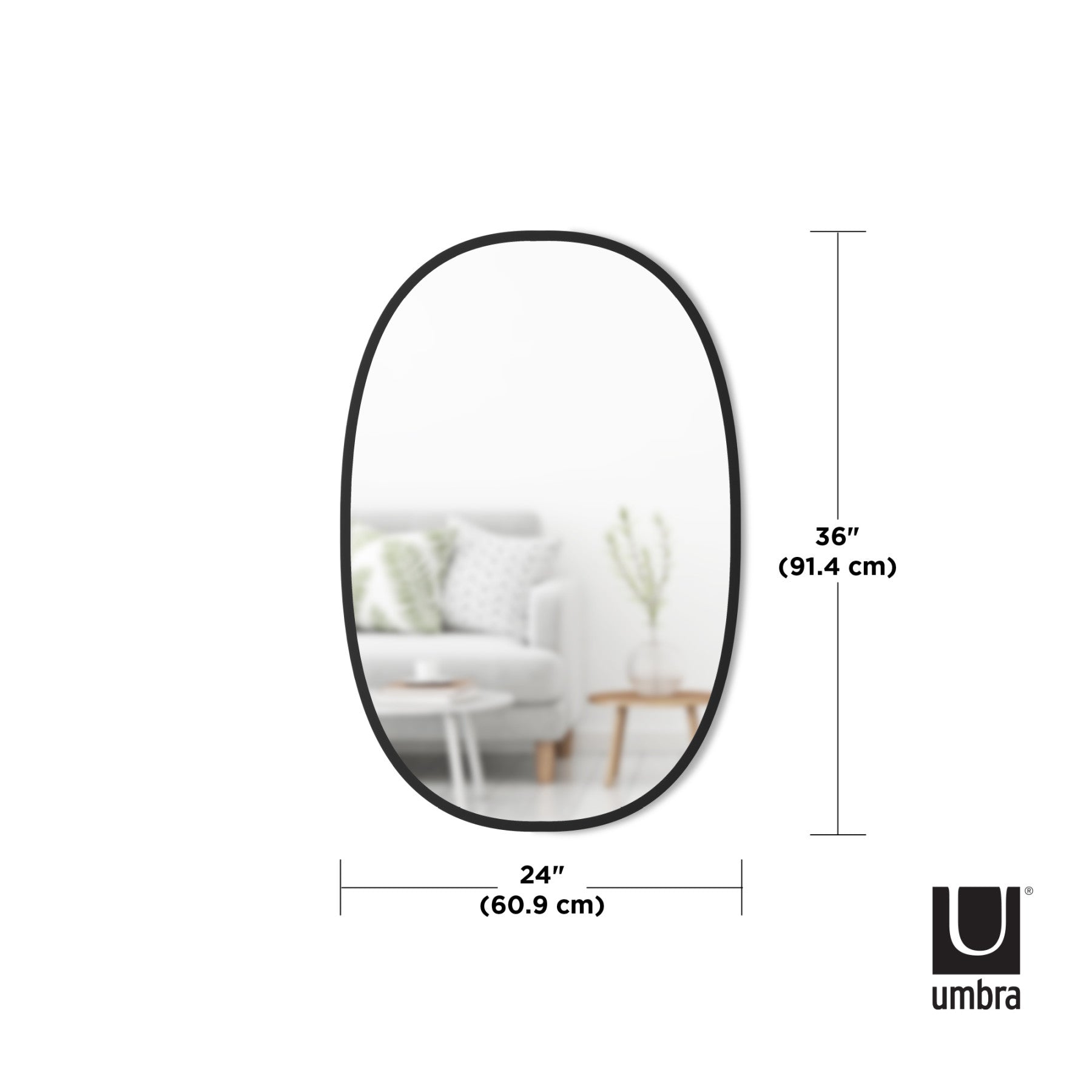 ハブ ミラー オーバル ブラック 91×61cm – Umbra® / アンブラ 日本公式
