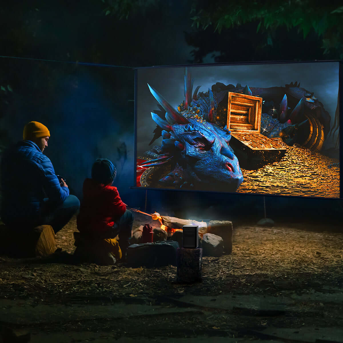 Halo+ 1080p Portable Projector | Smart Home & Outdoor Cinema