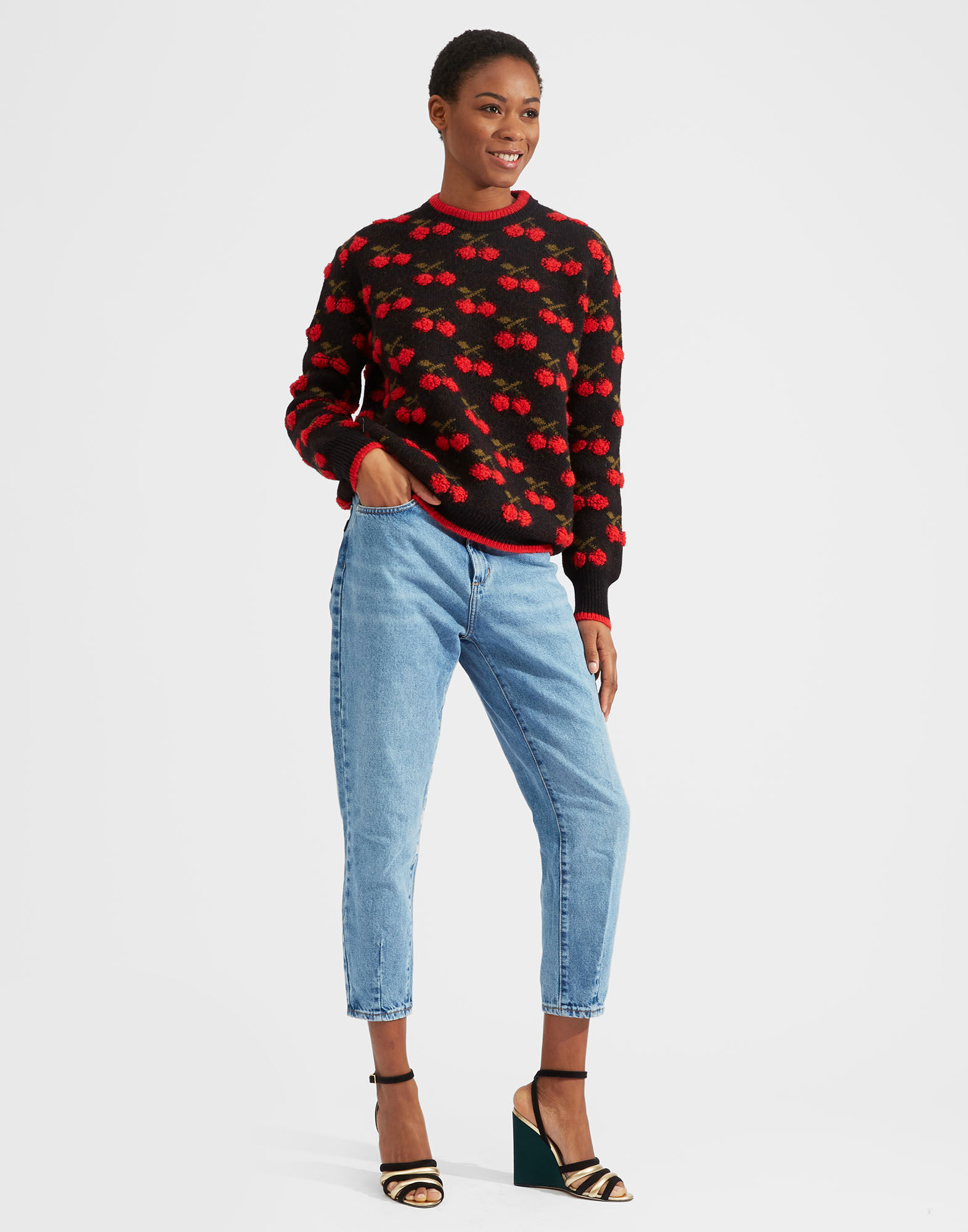 Cherry Sweater in Black / Red for Women | La DoubleJ US