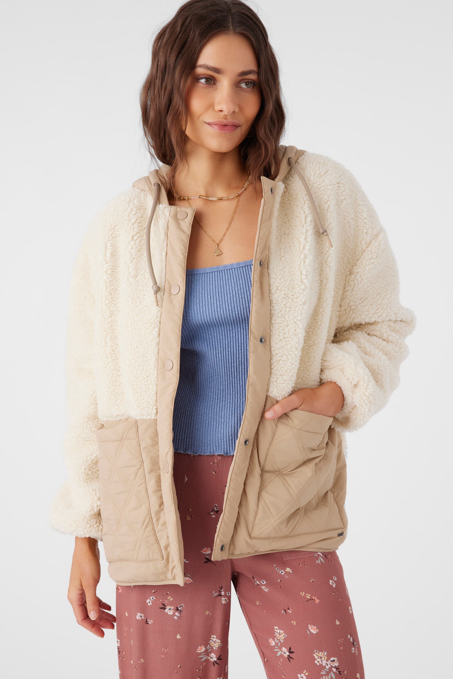 Meena High Pile Fleece Quilted Jacket - Nomad | O'Neill