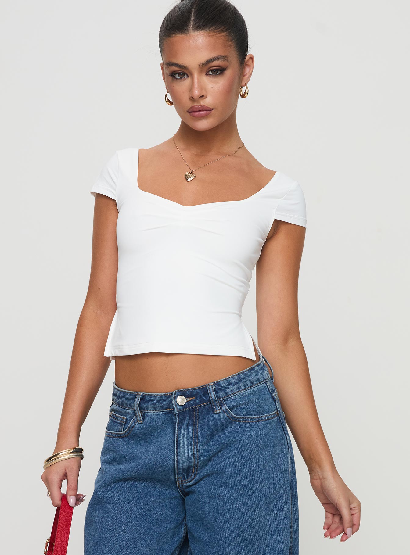 Rehna Short Sleeve Top White | Princess Polly