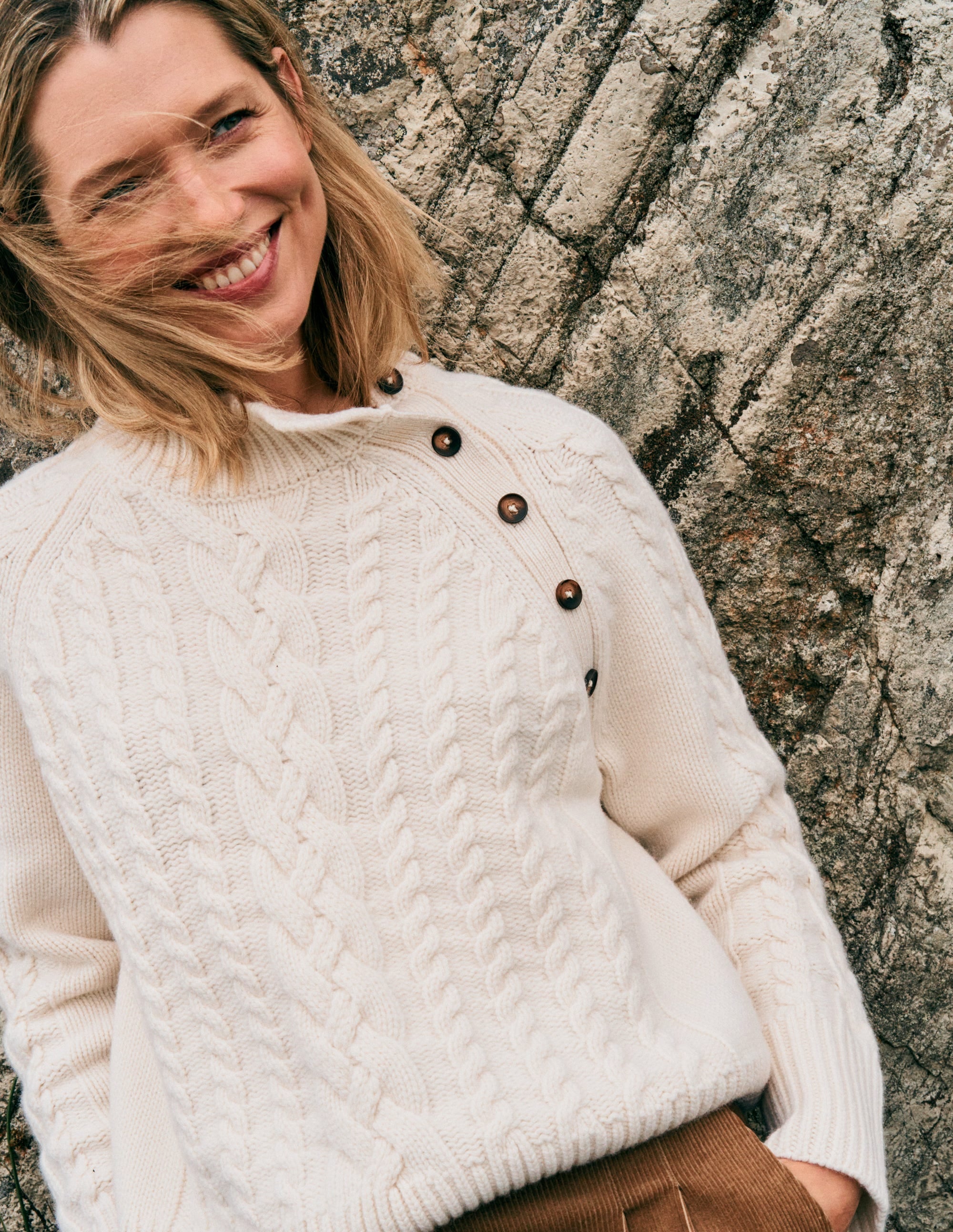 Amara Merino Cable Sweater-Warm Ivory | Boden USA