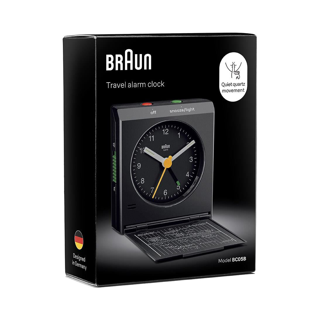 BC05 Braun travel analogue alarm clock - black – US - Braun Clocks