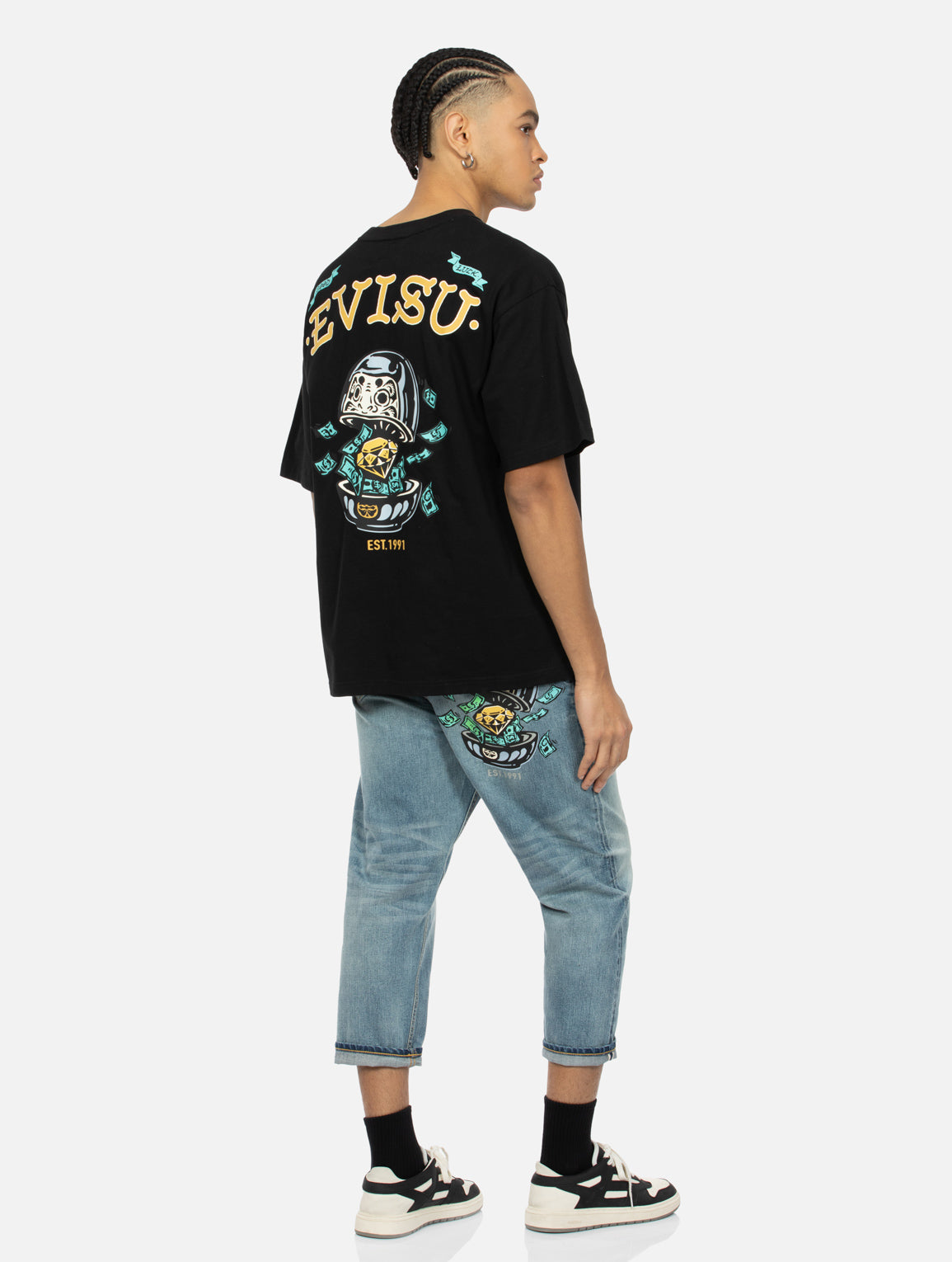 Diamond Daruma Print Loose Fit T-shirt – EVISU