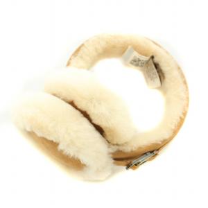 イヤーマフ 耳あて スエード ムートン ロゴ 折りたたみ S 茶 ブラウン