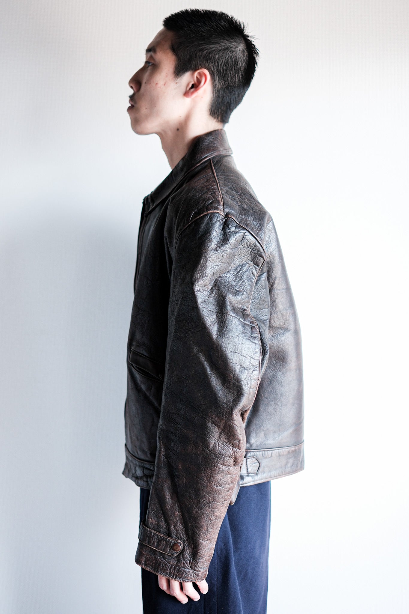40's] Australia Vintage Zip Up Leather Jacket