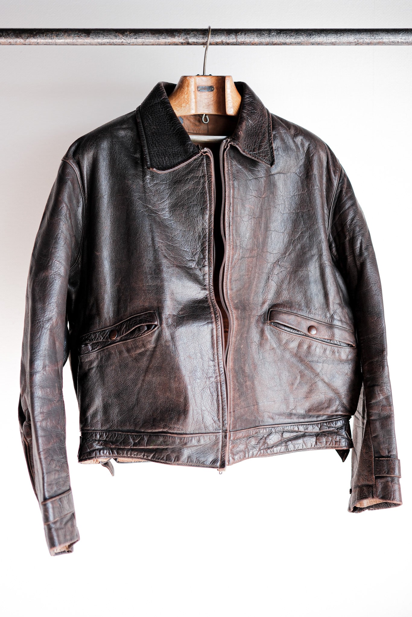 40's] Australia Vintage Zip Up Leather Jacket