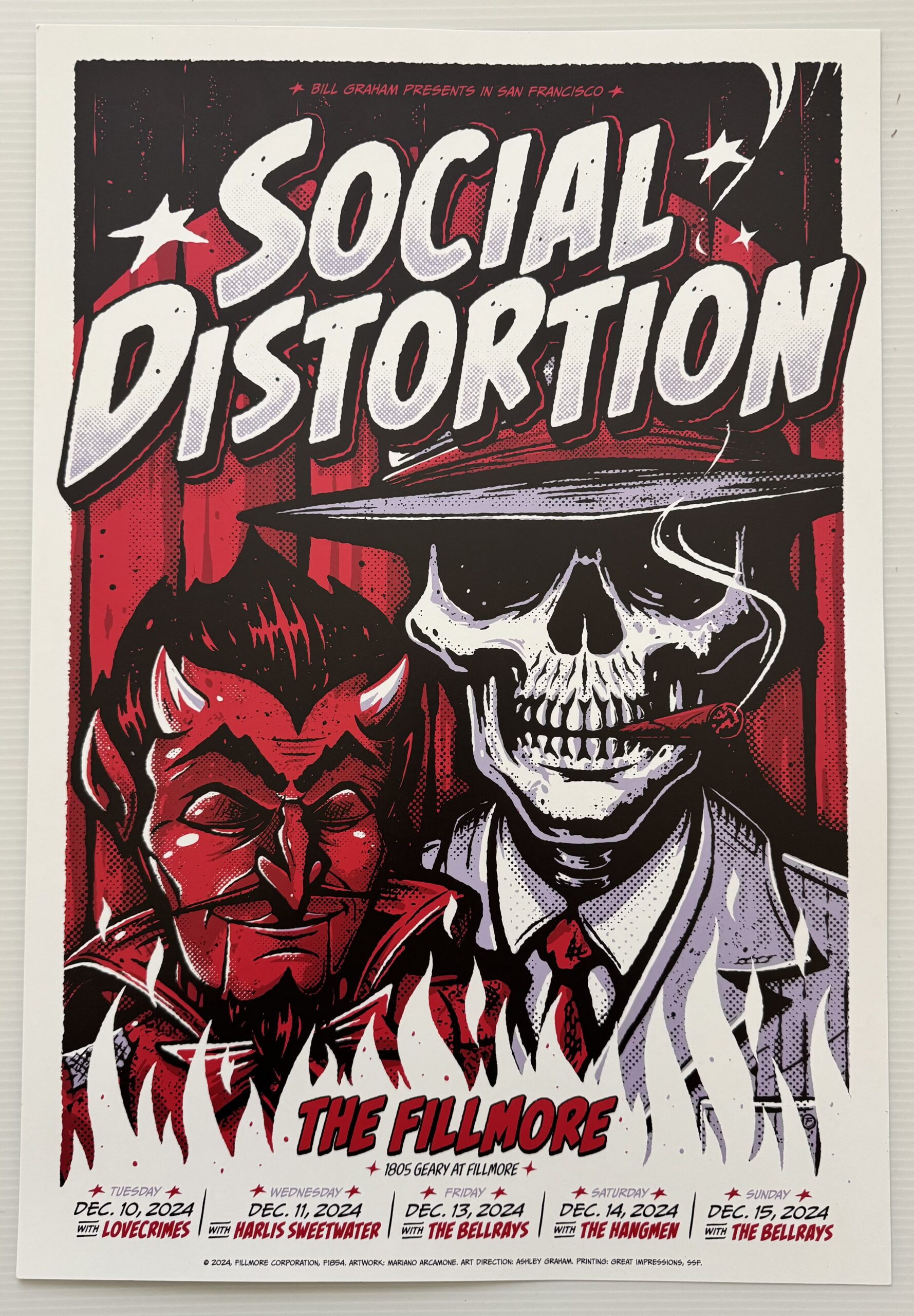 Social Distortion Concert Poster San Francisco 2024 F-1854 The