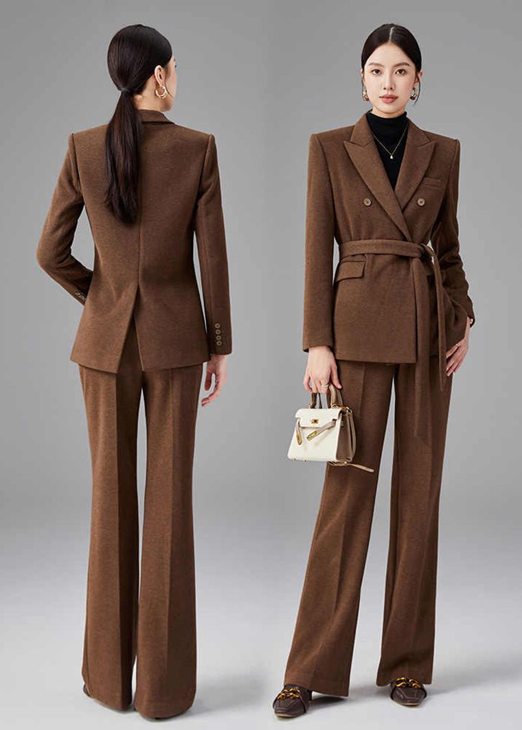Brown Double Breasted Blazer Pants Suit – Vivian Seven