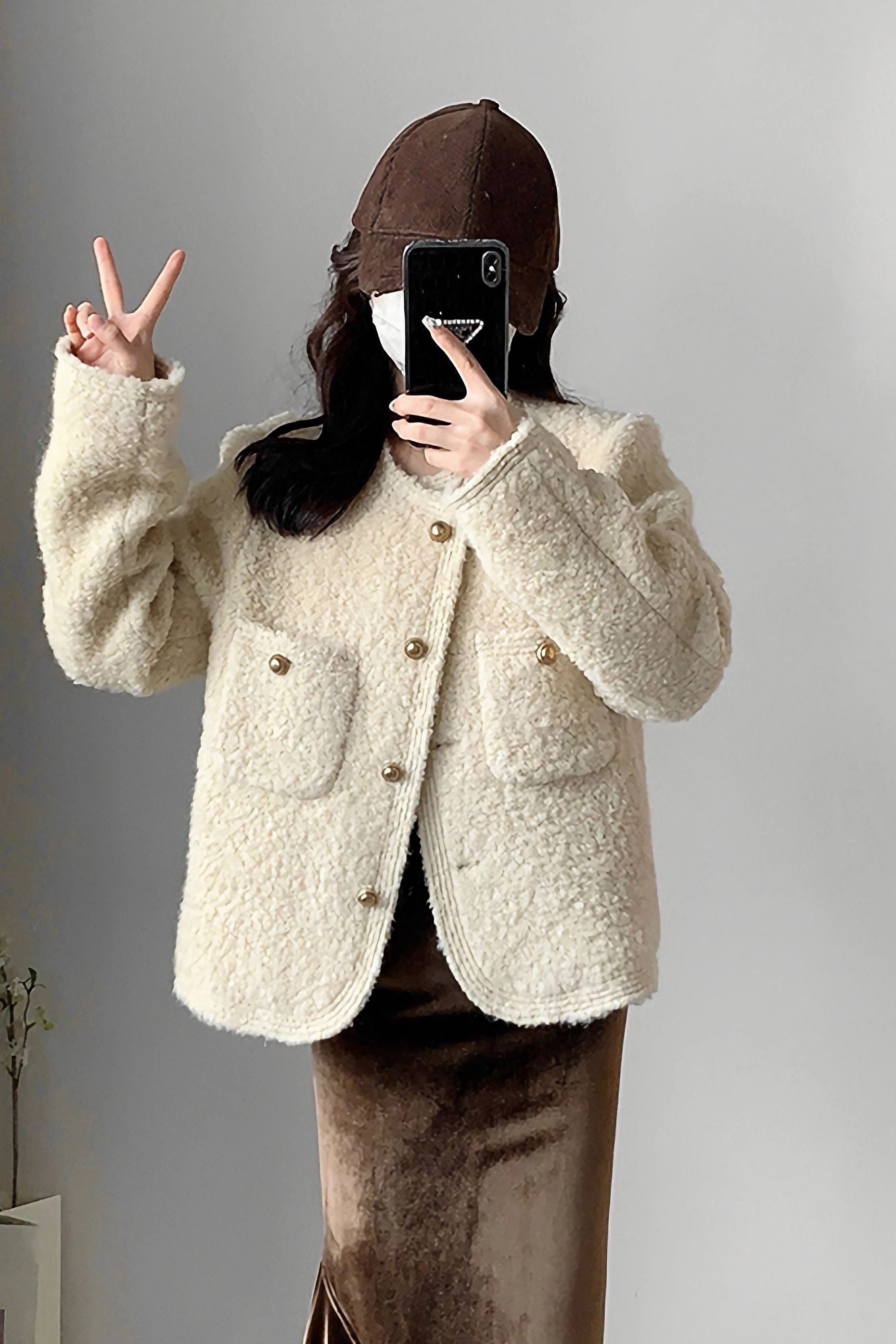 Ivory Wool Blend Fleece Short Jacket – Vivian Seven