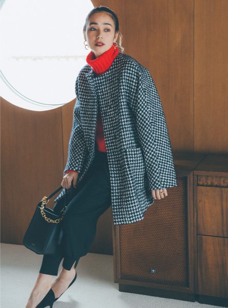 追加決定】martinique千鳥格子柄コート ＆ベーシックスタイルに映える