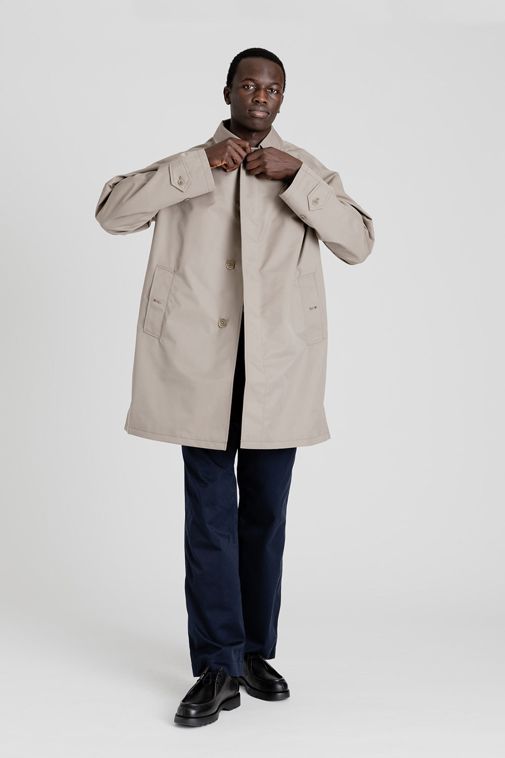 Nanamica 2L Gore-Tex Soutien Collar Coat in Beige | Wallace