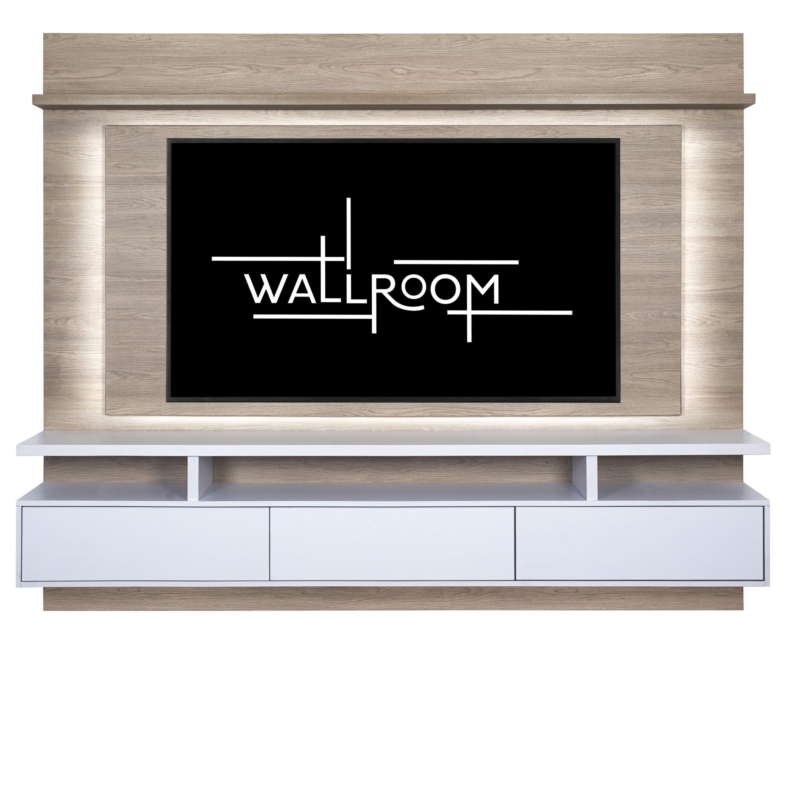 2.2m Clifton TV Stand | LED Backlight | Push to Open Drawers