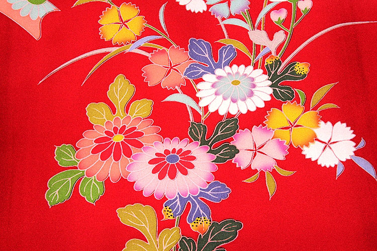 色とりどりの花模様 染め分けボカシ マリ柄 女児 産着 掛け着 七五三