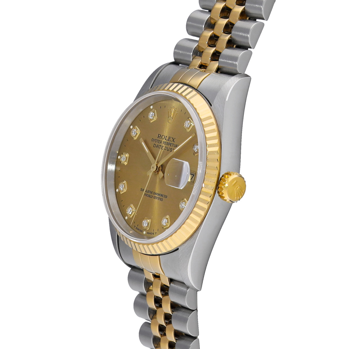 ロレックス デイトジャスト 16233G シャンパン/ダイヤモンド メンズ