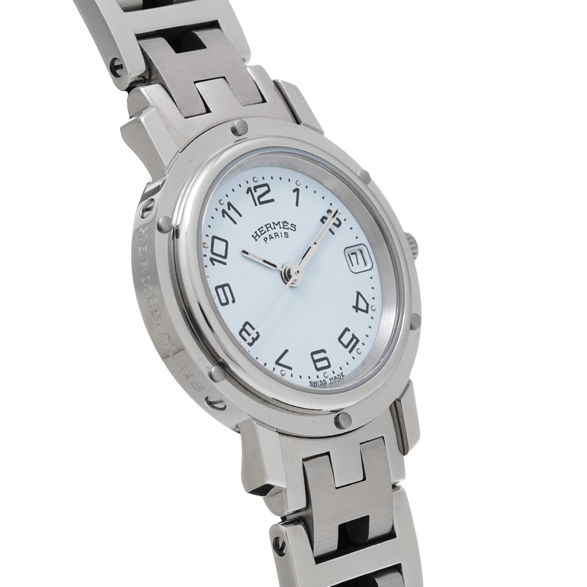 エルメス クリッパー CL4.210 ライトブルー レディース 時計 【中古