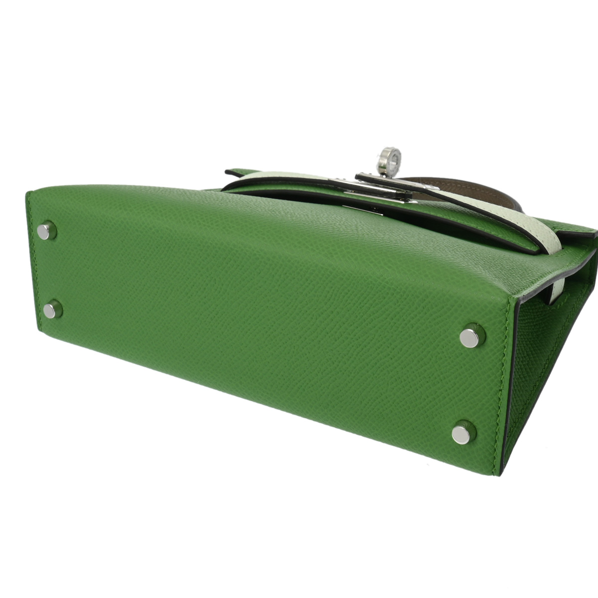 エルメス ミニケリー2 トリコロール ヴェールユッカ/ヴェールフィズ