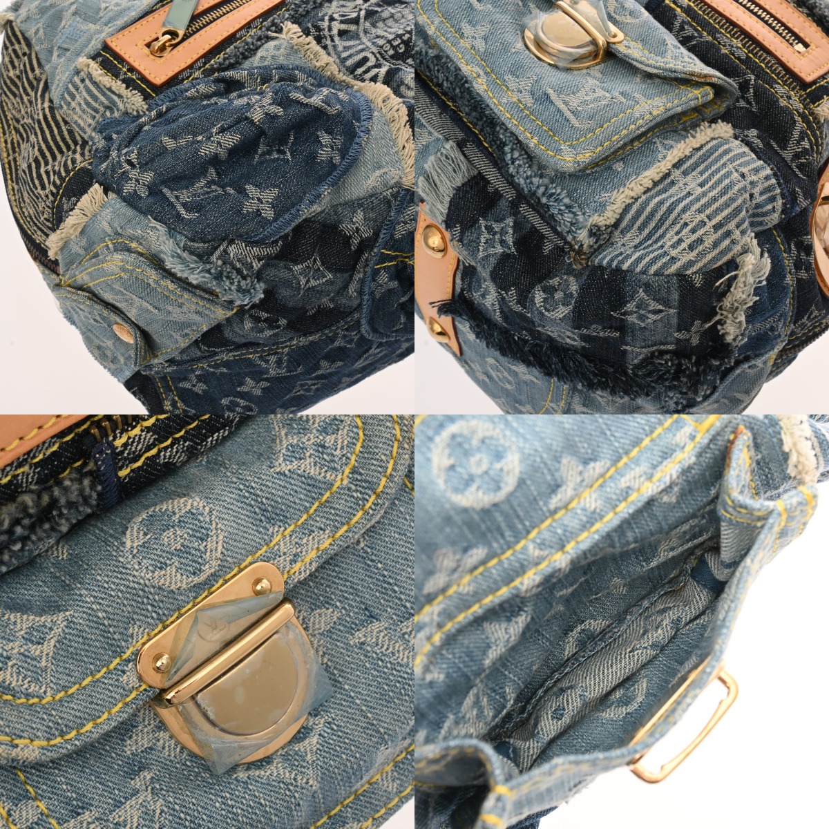 ルイヴィトン モノグラム デニム パッチワーク ボウリィ ブルー M95376