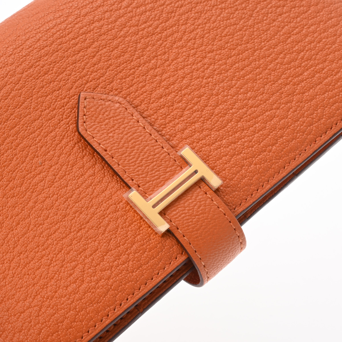エルメス ベアン スフレ オレンジ/ゴールド金具 シェーブル ユニ
