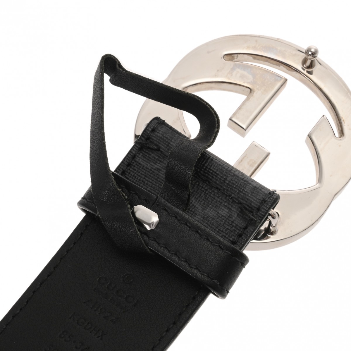 グッチ GGバックル #85 ブラック/シルバー金具 411924 GGスプリーム