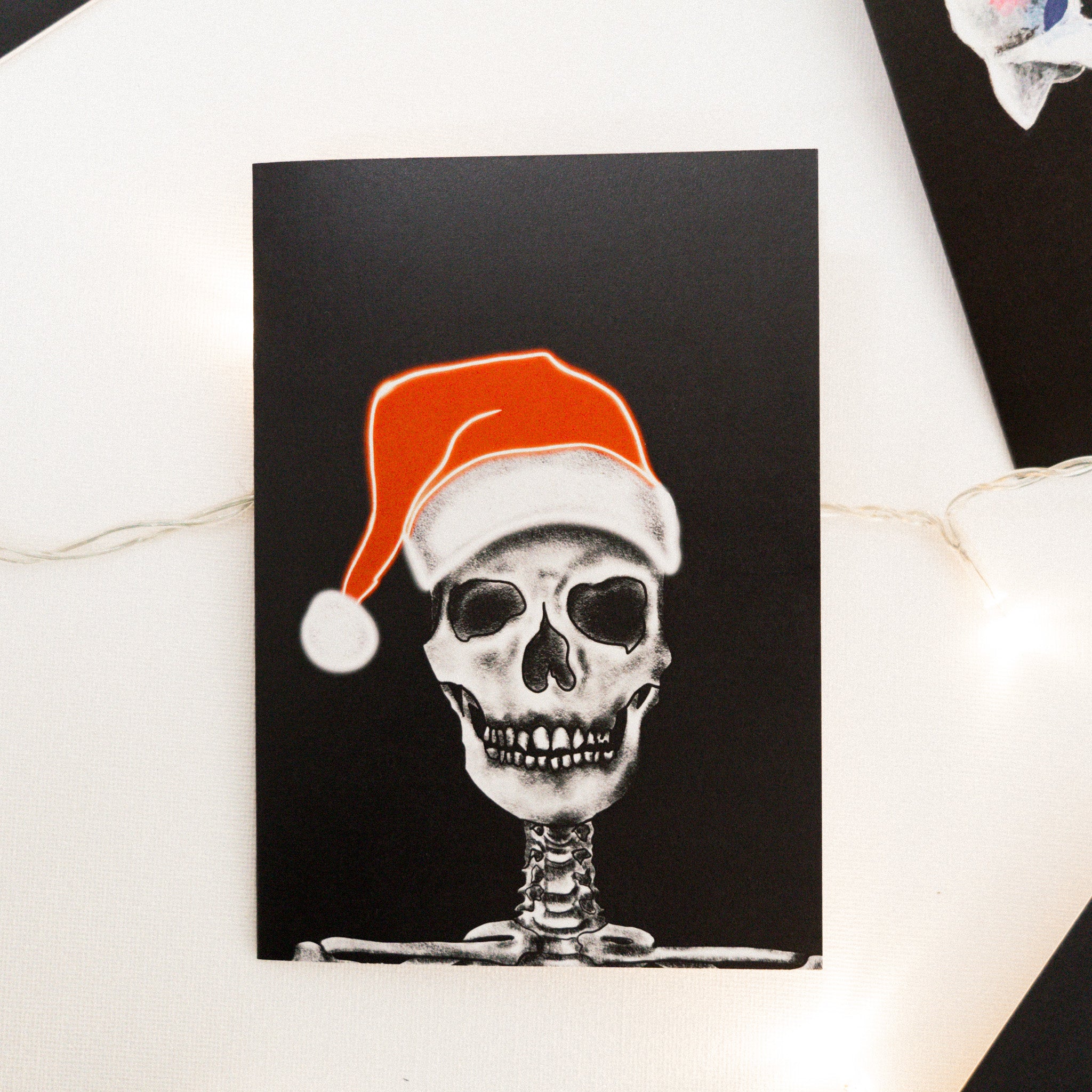 Santa Skull Neon Gothic Christmas Card – Wayward