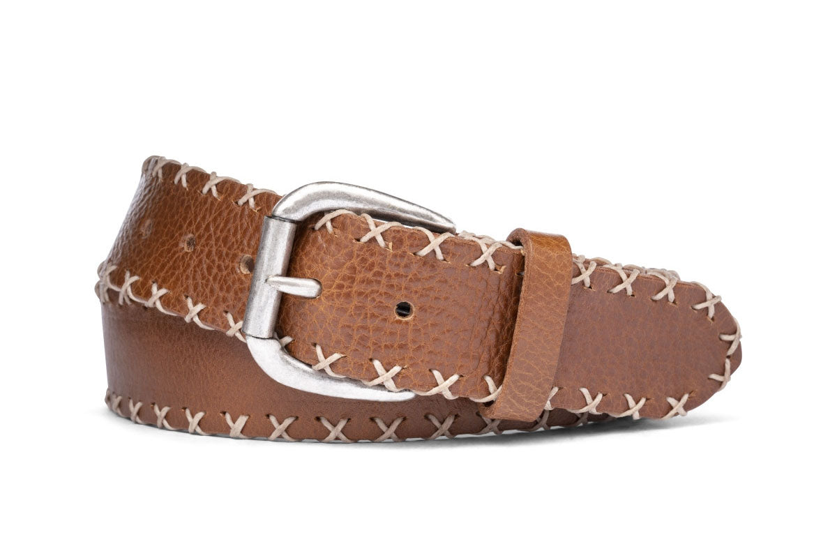 Aztec Cross Stitch Belt with Antique Nickel Buckle - w.kleinberg