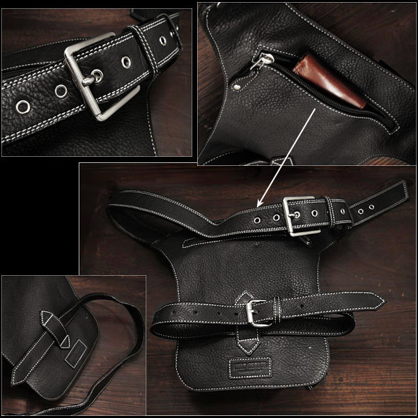レザー ウエストバッグ レッグポーチ レッグバッグ ベルトポーチ 革