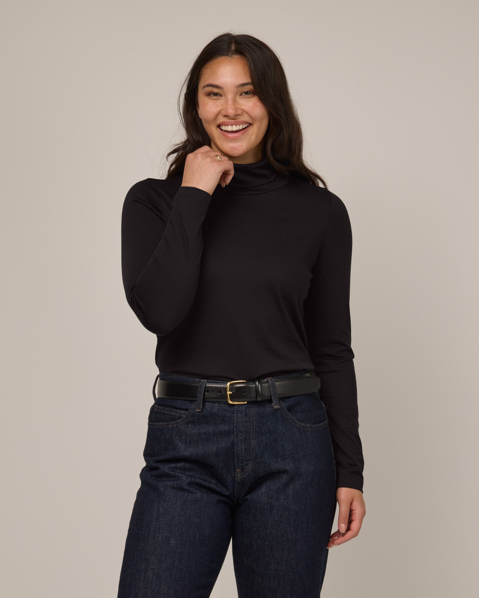 Addison Merino Wool Turtleneck Top - Black – Addison Turtleneck