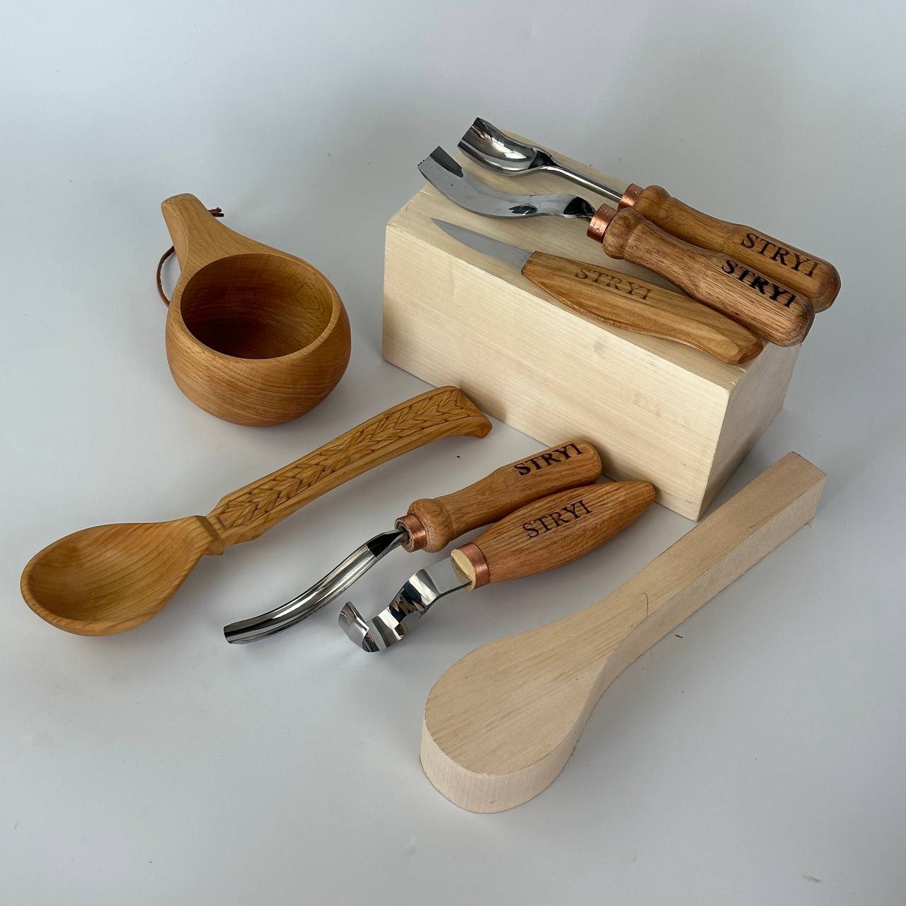 Spoon carving kit, Kuksa gouges, Bowl carving, Gift box, Spoon