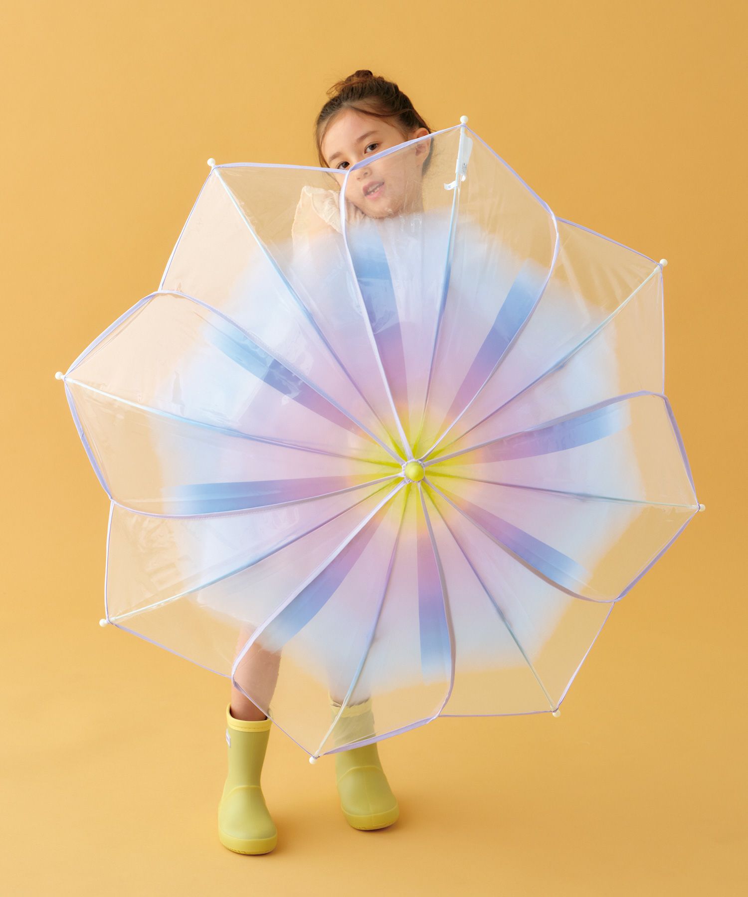 キッズ】フラワーフェアリーズアンブレラ 長傘 ビニール傘 キッズ 雨傘