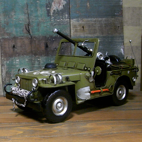 アーミージープ ブリキ製自動車 ブリキのおもちゃ ミリタリー