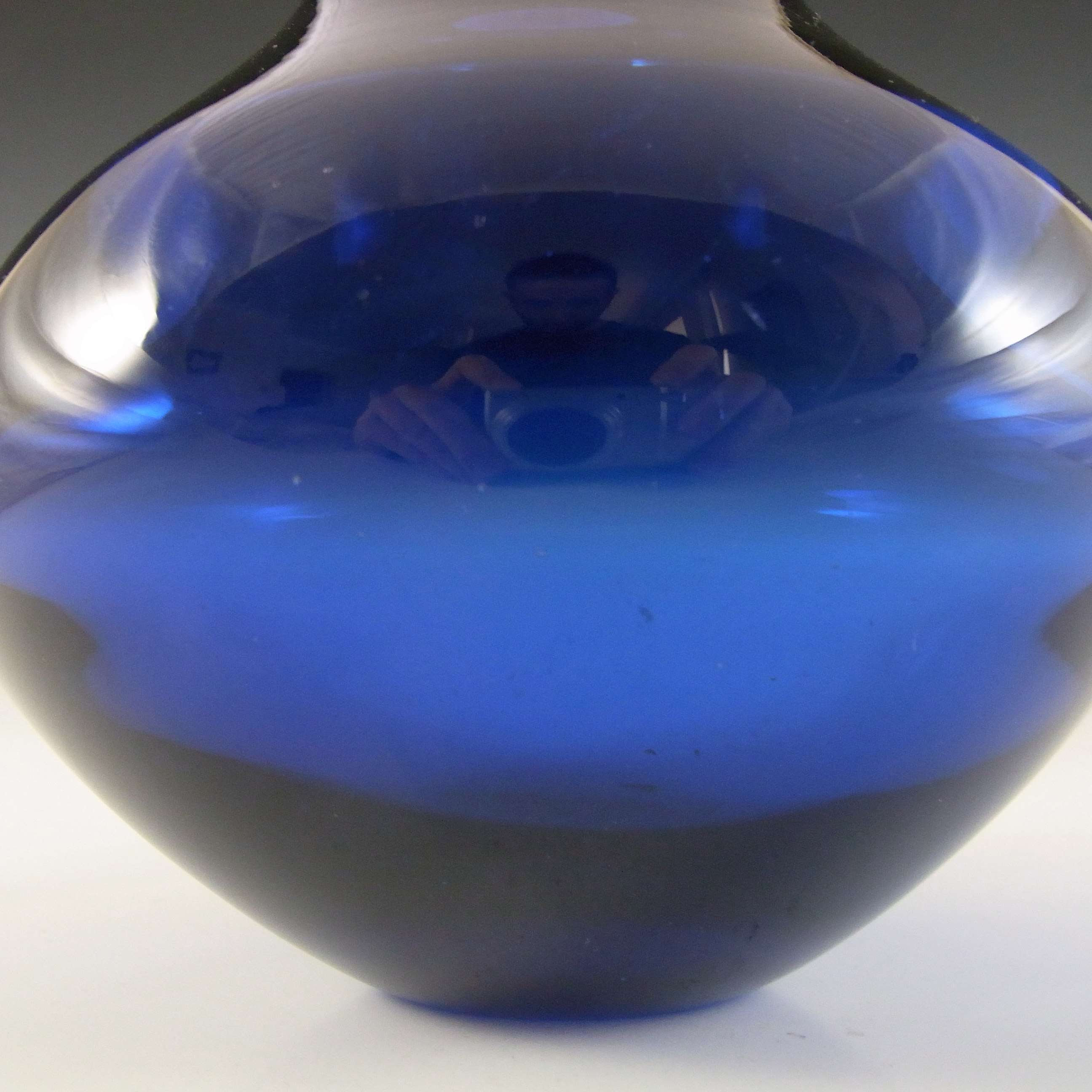 Whitefriars #9586 Optical Ribbed Blue Glass Vase