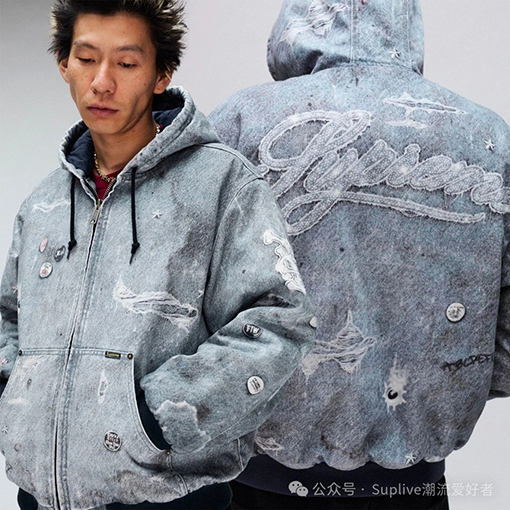 SUPREME FW24コラボレーションHJR TROMPE L'OEIL HOODED WORK JACKET
