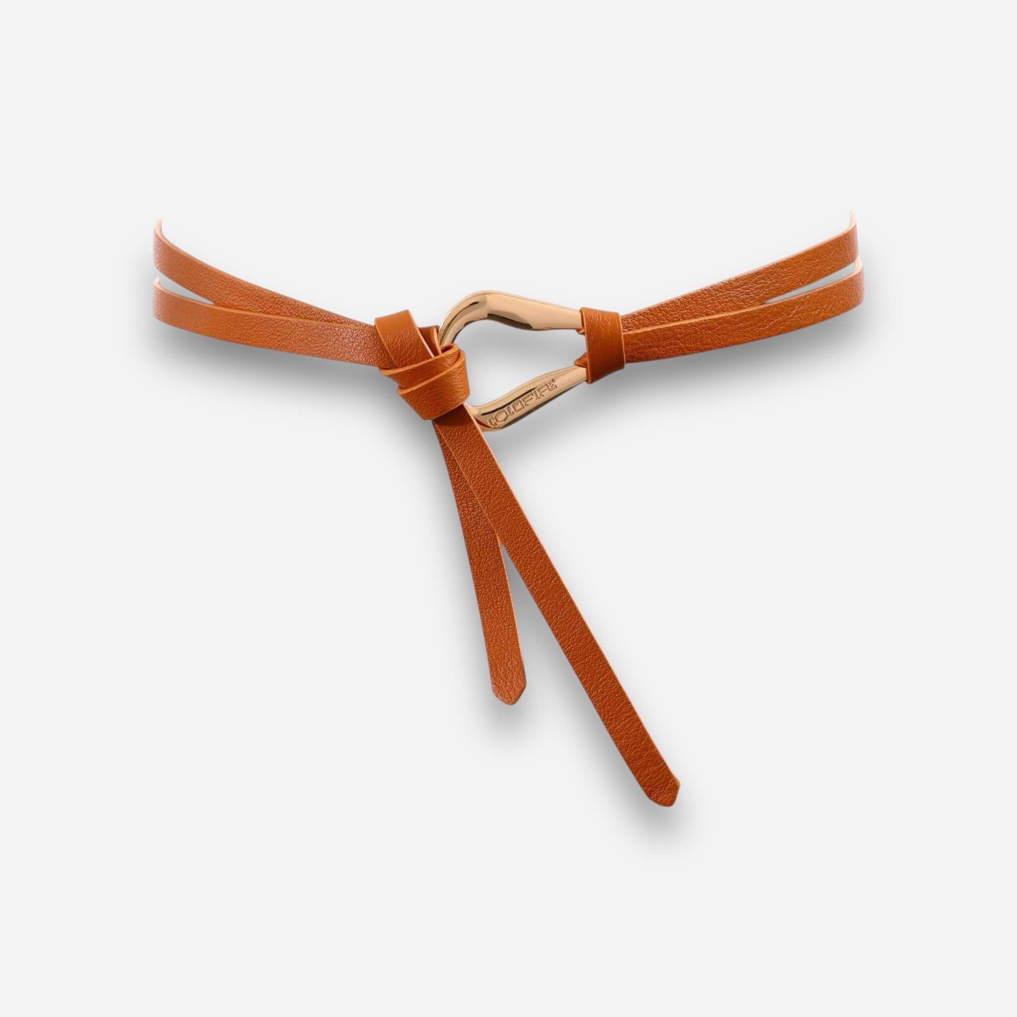 Elysian Knot Camel Gold Leather Belt - Double Knot Design | Coldfire
