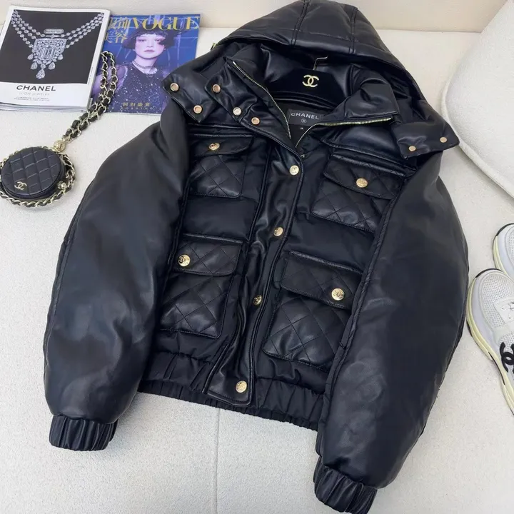 CHANEL シャネル レザー ダウンジャケット ココネージュ レディース