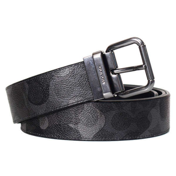 COACH】コーチ ベルト メンズ 迷彩柄 コーティングキャンバス レザー