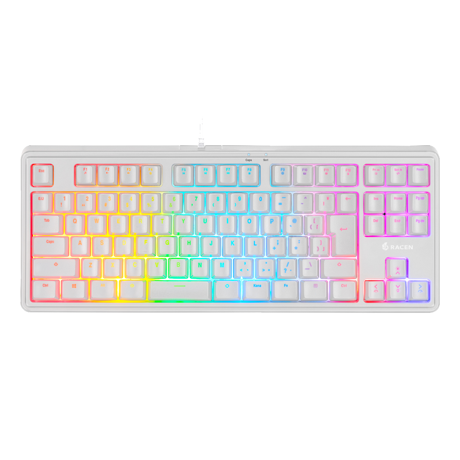 メンブレンゲーミングキーボード TKL ホワイト CRC-GMBKRGB02WT