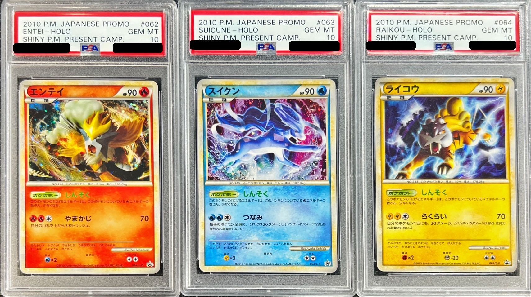 PSA10鑑定済〕◇3枚セット◇エンテイ/スイクン/ライコウ【P/P/P】{062