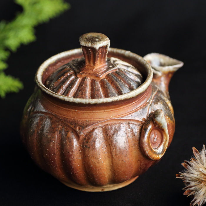 大西忠左 自然ビードロ釉ベンガル口宝瓶 満容量210ml 穴窯焼成 無釉 共