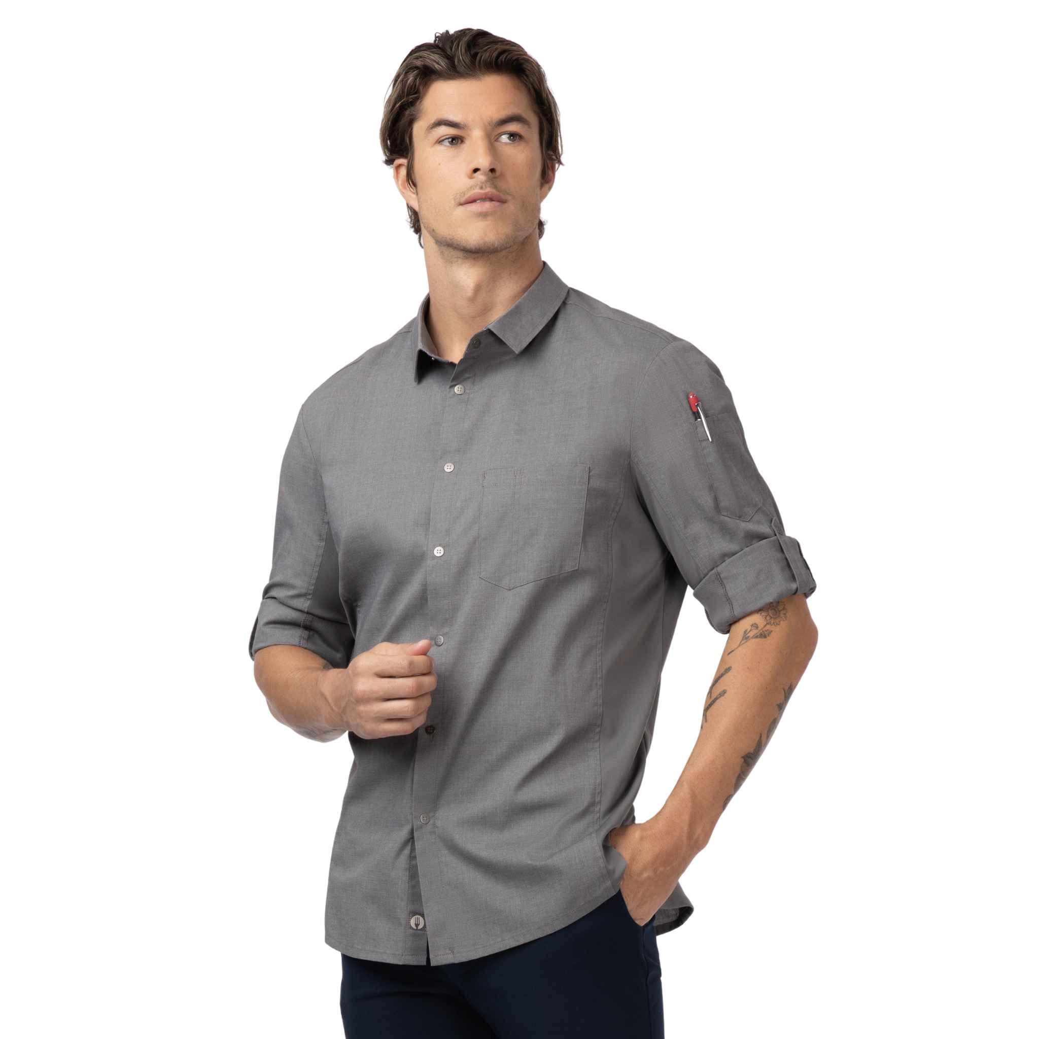 セビリア」グレー長袖シャツ｜飲食店ユニフォーム｜Chef Works® — Chef