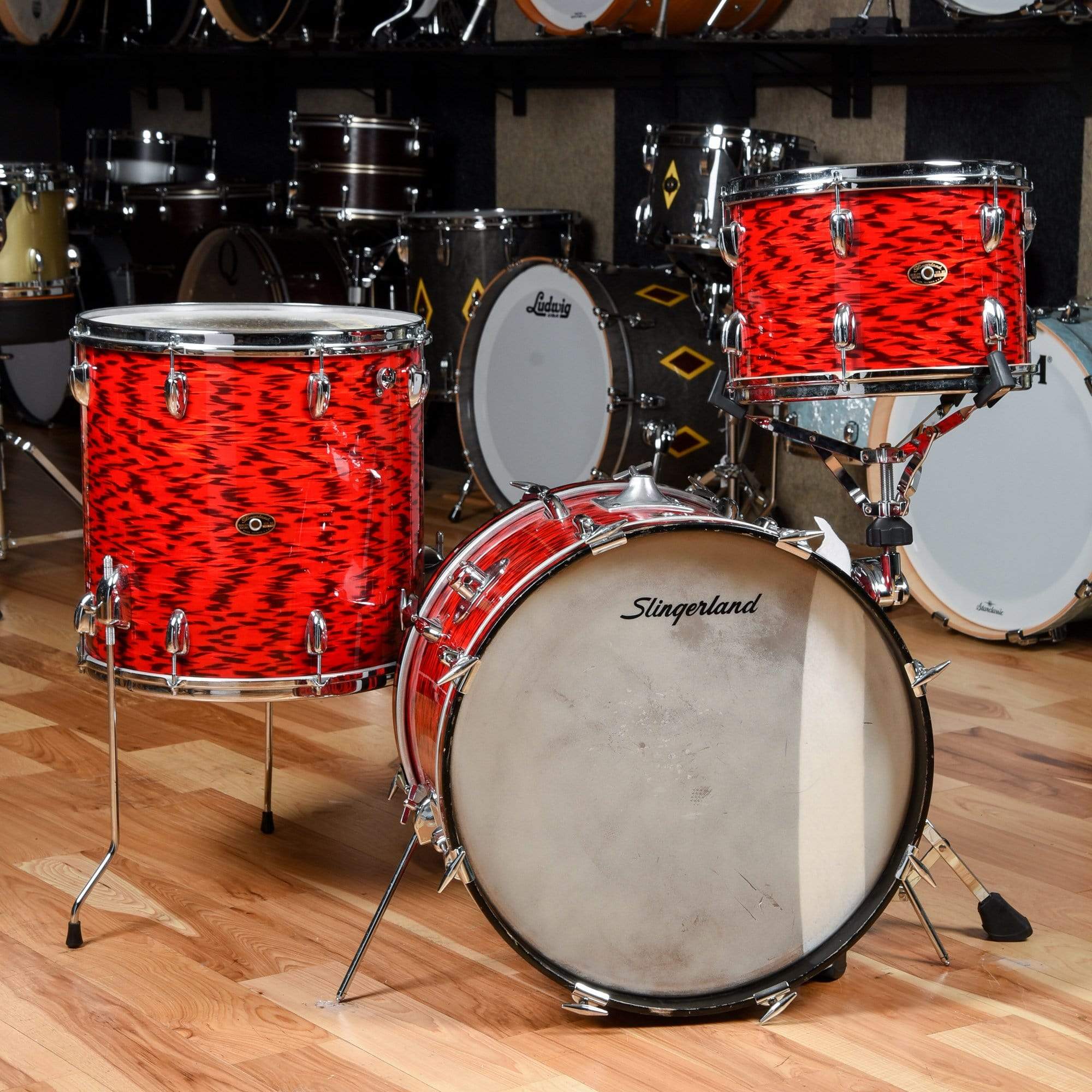 Slingerland 13/16/20 Red Tiger Pearl 1960s – Chicago Music Exchange