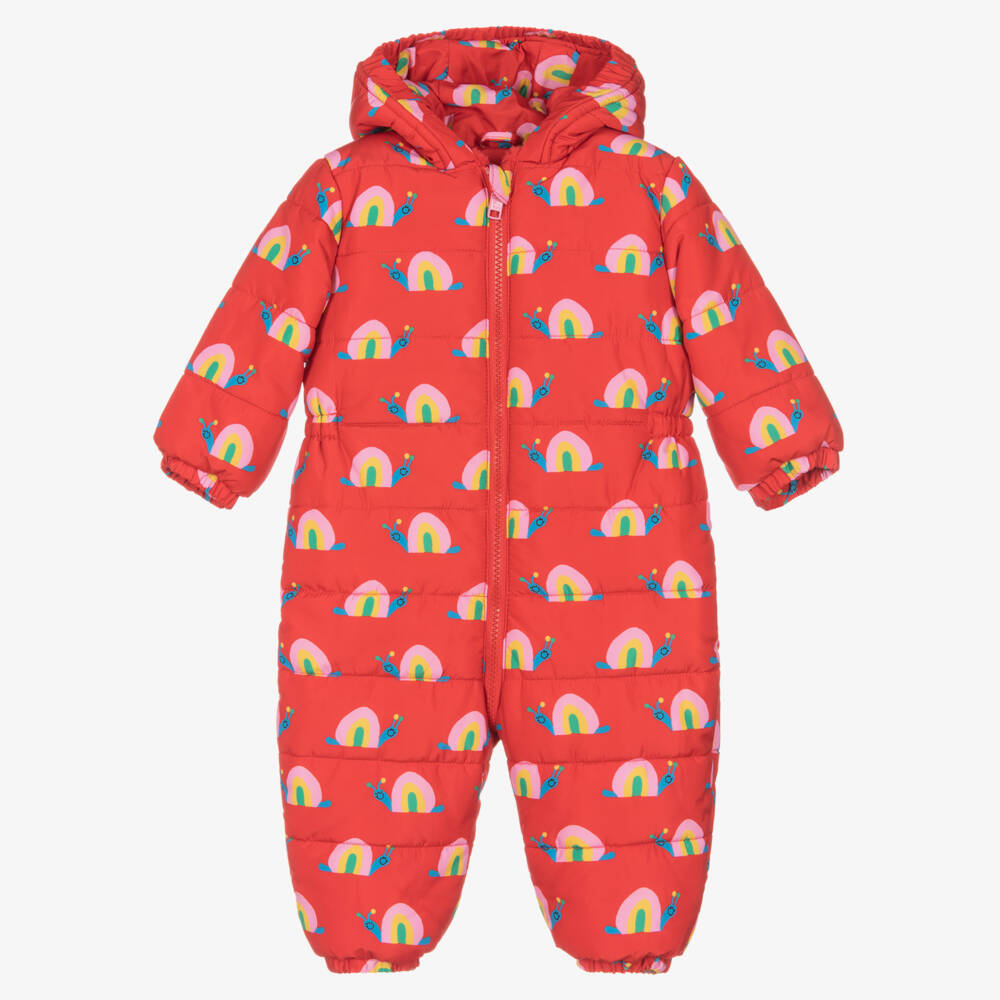 Stella McCartney Kids - Girls Red Padded Snail Snowsuit