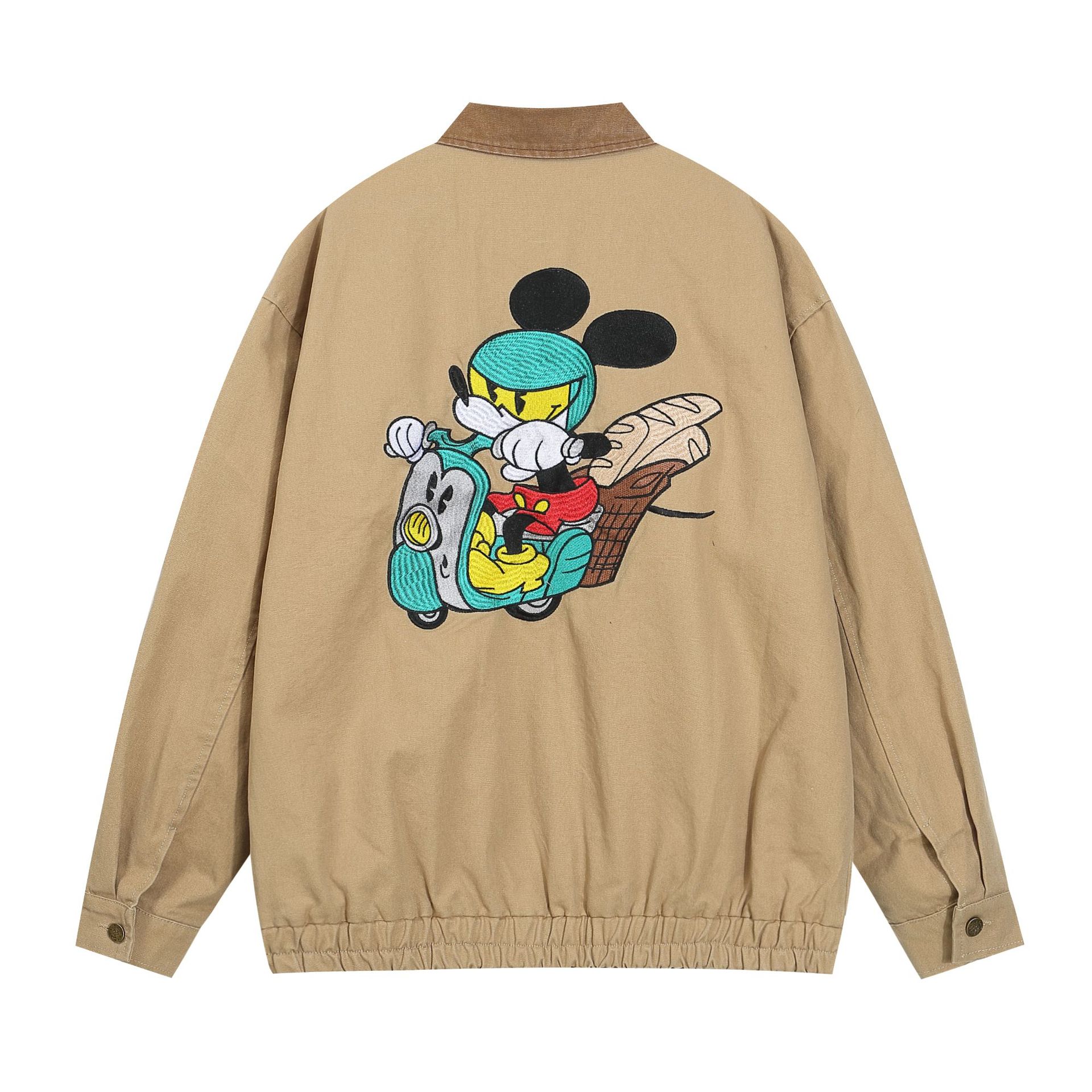 Retro Mickey Mouse Embroidery lapel jacket blouson ユニセックス