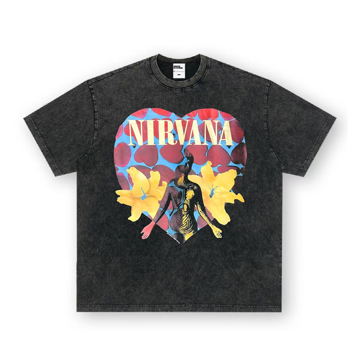 Unisex Vintage NIRVANA heart shaped box band T-shirt 男女兼用 ユニ