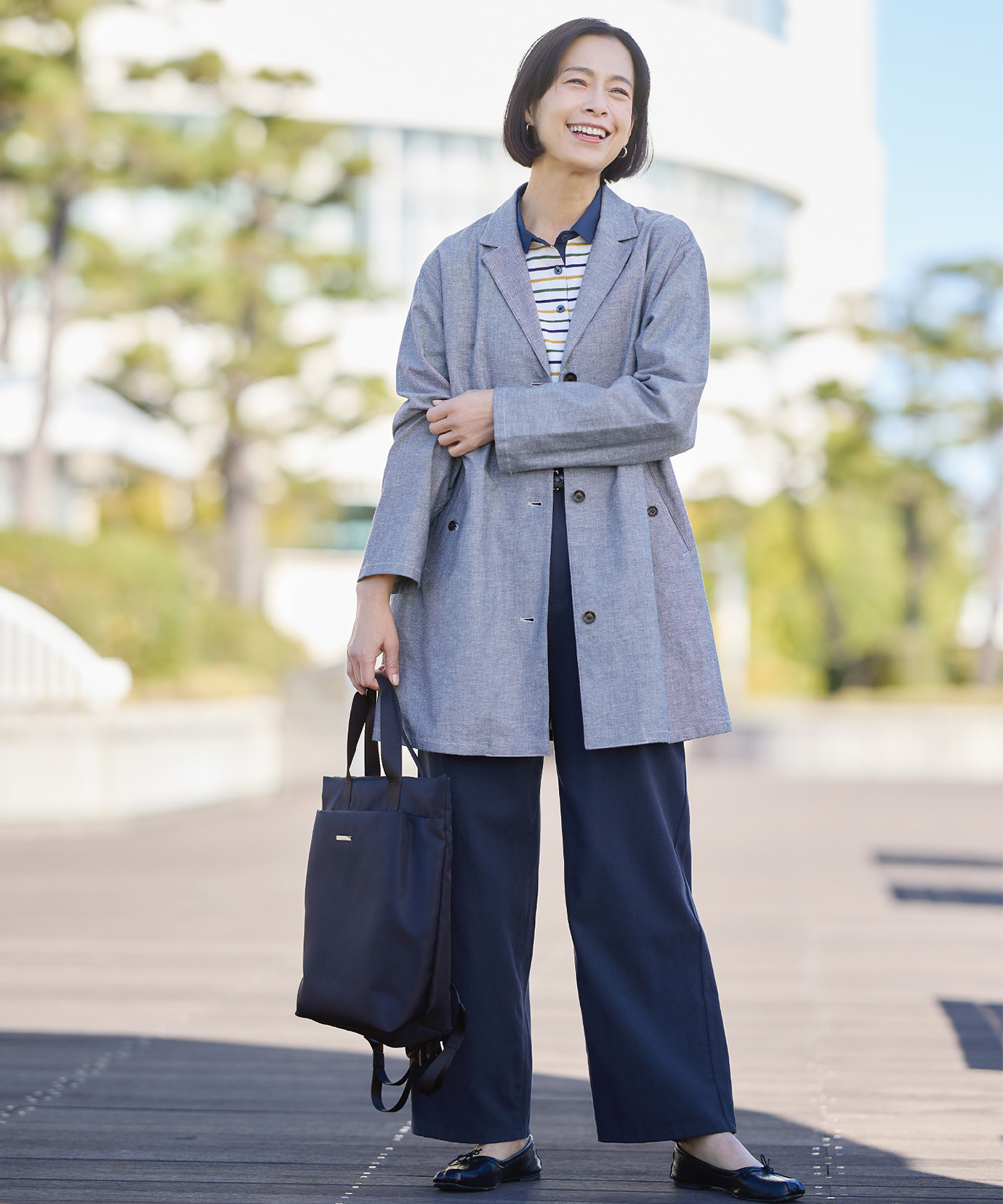 レディース リネンブレンド ロング ジャケット通販 [0304-61405