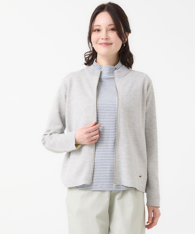 レディース ダブルニット ジップカーディガン【手洗いOK】通販 [0303