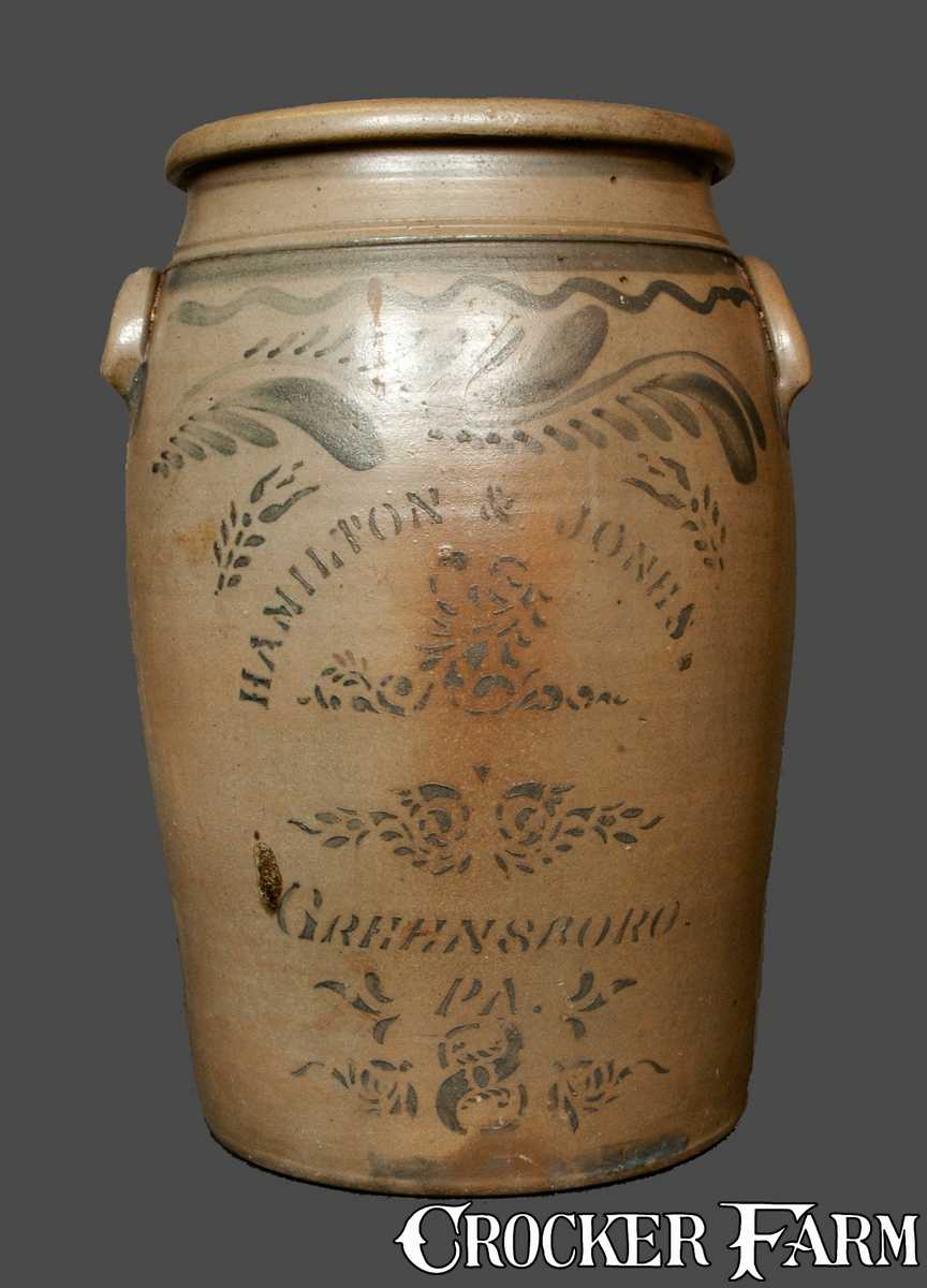 8 Gal. HAMILTON & JONES / GREENSBORO, PA Stoneware Crock with