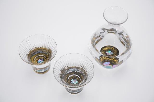 天野漆器株式会社 | 徳利・杯セット 金桜（貝入）黒