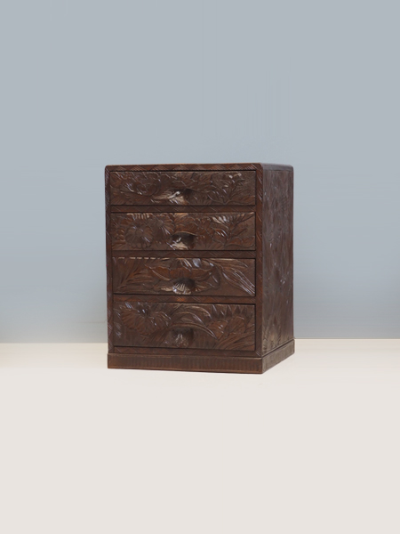 日光彫　 小引き出し 抽斗 5杯 美しい花々が描かれる日光彫の小引き出し DC7967 – 古福庵 [ KOFUKUAN