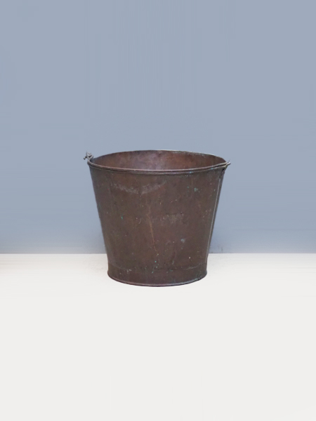 銅製　バケツ　古道具 銅のバケツ 昭和初期 持ち手＝銅の平持ち手 完品 ヴィンテージバケツ